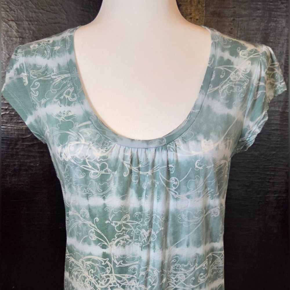 Calvin Klein Jeans Y2K Tunic With Shades Of Green & White Tie-Dye Style Size SP - Picture 3 of 7